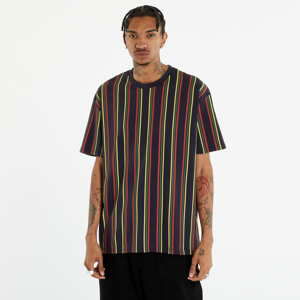 Urban Classics Printed Oversized Retro Stripe Tee Midnight Navy/ Burned Red