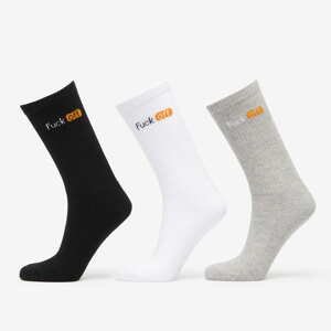 Ponožky Urban Classics Fuck Off Socks 3-Pack White Light Grey