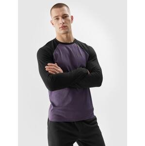 Pánské tričko s dlouhými rukávy s potiskem regular - fialové