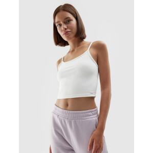 Dámský hladký crop-top slim - bílý