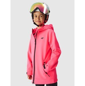 Dívčí softshellová větruodolná lyžařská bunda membrána 5000 - růžová