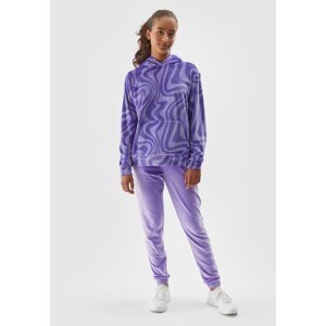 Dívčí velurové kalhoty typu jogger - fialové