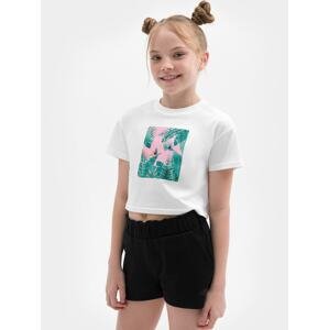 Dívčí tričko crop top s potiskem