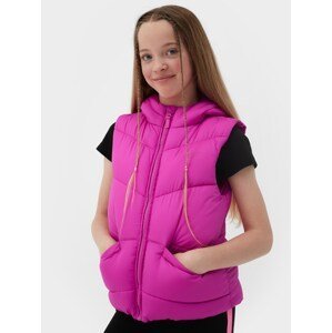 Dívčí prošívaná péřová vesta s kapucí