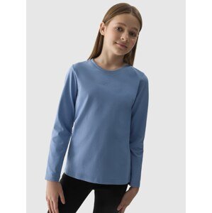 Dívčí hladké tričko regular s dlouhými rukávy - tmavě modré