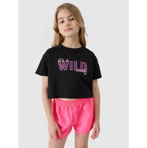 Dívčí tričko crop-top s potiskem - černé