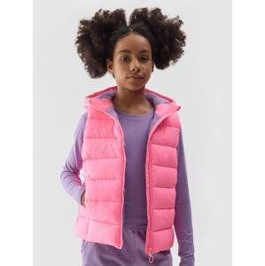 Dívčí péřová vesta s výplní ze syntetického peří - růžová
