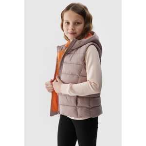 Dívčí péřová vesta s výplní ze syntetického peří - béžová