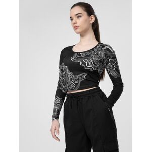 Dámské tričko crop-top slim s dlouhými rukávy s potiskem allover