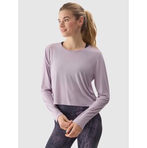 Dámské tričko s dlouhými rukávy crop-top na jógu s přídavkem modálu - fialové