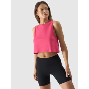 Dámský hladký crop-top oversize - růžový