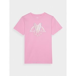 Dívčí tričko regular s potiskem - pudrově růžové
