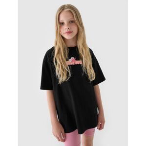 Dívčí tričko oversize s potiskem - černé