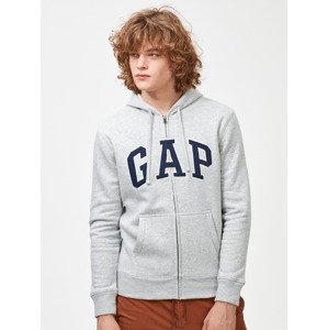 GAP Zip Logo Mikina Šedá