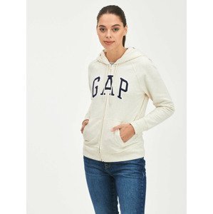 GAP Logo full-zip hoodie Mikina Béžová